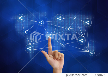 hand pushing share social networking hand pushing share social networking 19378875