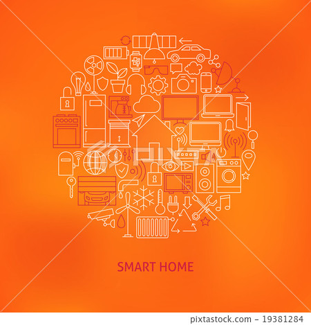 Thin Line Smart Home Icons Set Circle Concept - Stock Illustration ...