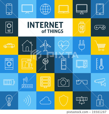Vector Line Art Internet of Things Icons Set - Stock Illustration ...