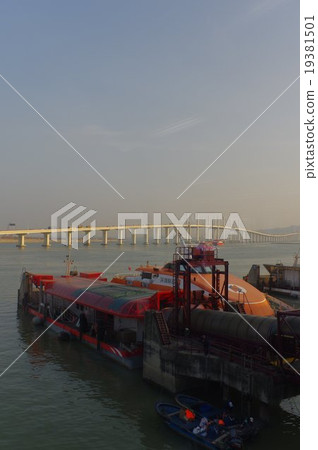 China Macao Ferry Terminal Sight (From the outside port airport, look for a bridge to Taipa Island) Vertical 19381501