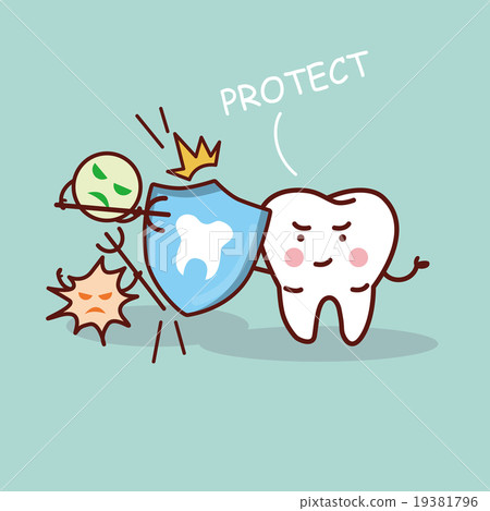 health cartoon tooth with shield health cartoon tooth with shield 19381796