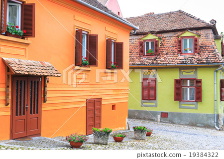 Medieval street view in Sighisoara 19384322