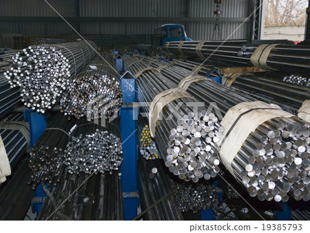 steel rods in factory warehouse steel rods in factory warehouse 19385793