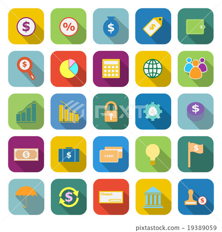 Finance color icons with long shadow 19389059