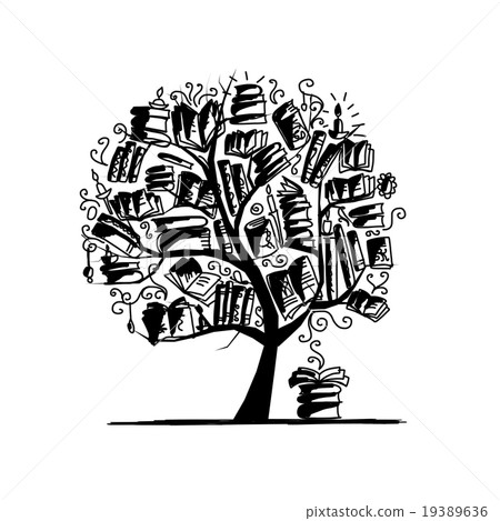 Book tree, sketch for your design Book tree, sketch for your design 19389636