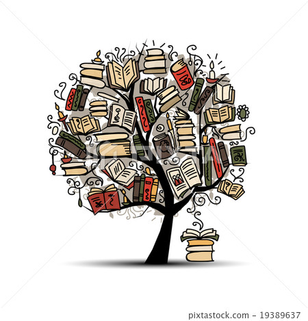 Book tree, sketch for your design Book tree, sketch for your design 19389637
