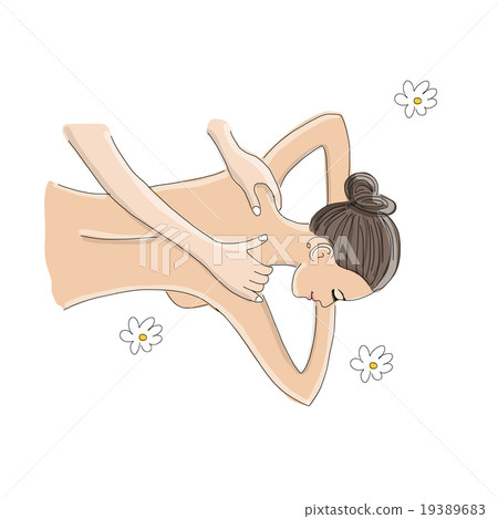 Back massage, woman sketch for your design 19389683