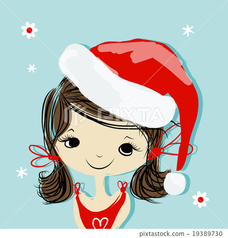 Santa girl portrait, sketch for your design Santa girl portrait, sketch for your design 19389730