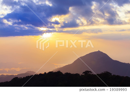 Sunset at mountain in Karnchanaburi, Thailand. 19389993