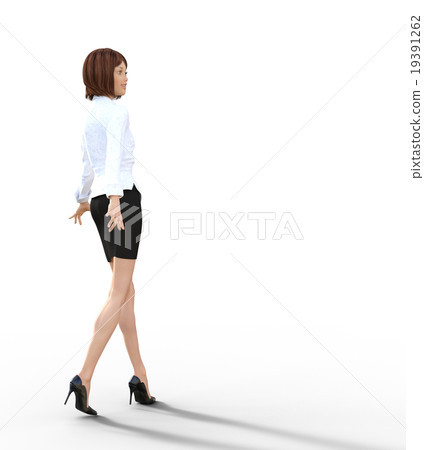 走的背面圖女商人perming3DCG例證材料 19391262