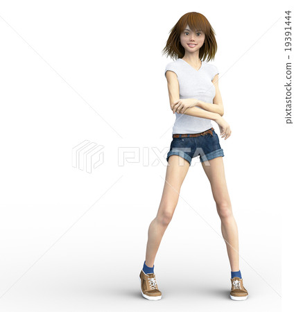 Sporty fashion young woman perming3DCG illustrations material 19391444