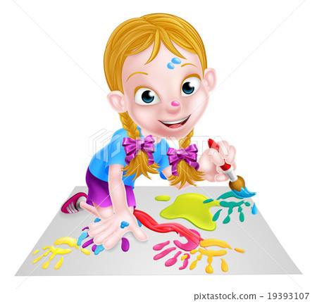 Cartoon Girl Painting 19393107