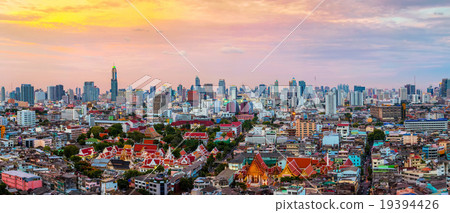 Panorama of Bangkok skyline at sunset, Thailand. Panorama of Bangkok skyline at sunset, Thailand. 19394426