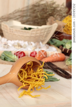 Fried noodle of pork and gravy - chinese food. 19395332