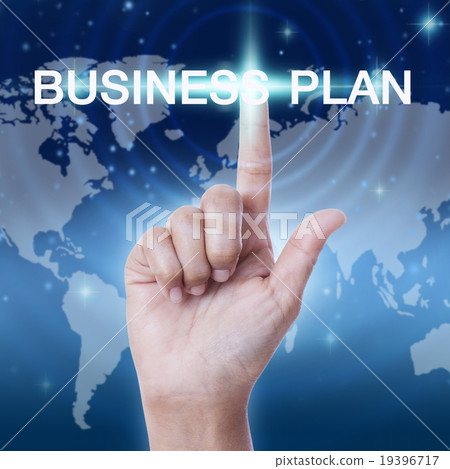 hand pressing business plan sign button 19396717