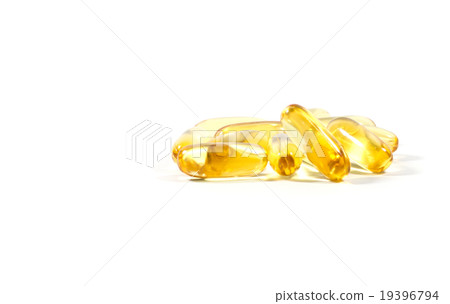 Fish oil capsules on white background Fish oil capsules on white background 19396794