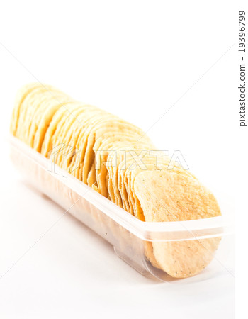 Potato chips on white background 19396799