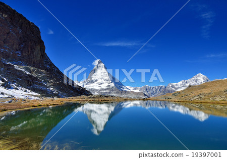 Swiss Riffel Lake and inverted Matterhorn Swiss Riffel Lake and inverted Matterhorn 19397001
