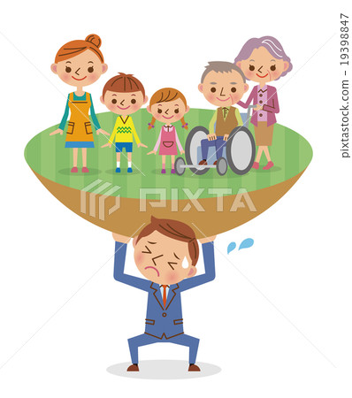 Image of businessmen supporting family (negative) Image of businessmen supporting family (negative) 19398847