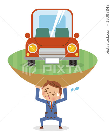 Image of a businessman suffering from car loan (negative) 19398848