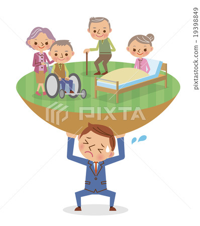 Image of a businessman supporting the elderly (negative) 19398849