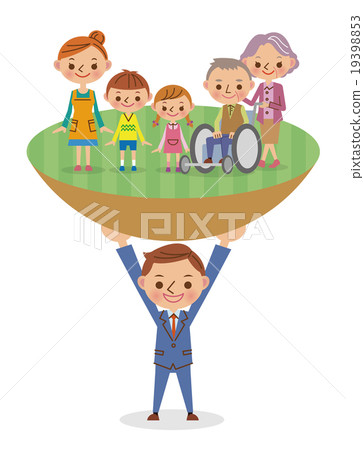 Image of a businessman supporting the family (positive) 19398853