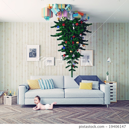 Christmas tree on the ceiling 19406147