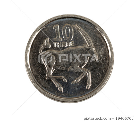 Detail of Botswana Pula thebe coin Detail of Botswana Pula thebe coin 19406703