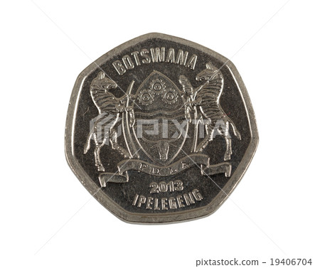Detail of Botswana Pula thebe coin Detail of Botswana Pula thebe coin 19406704