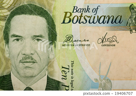 Detail of 10 Botswana Pula banknote Detail of 10 Botswana Pula banknote 19406707