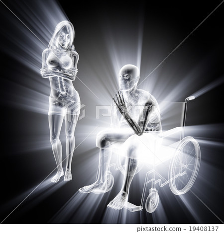 radiography of man in wheelchair 19408137