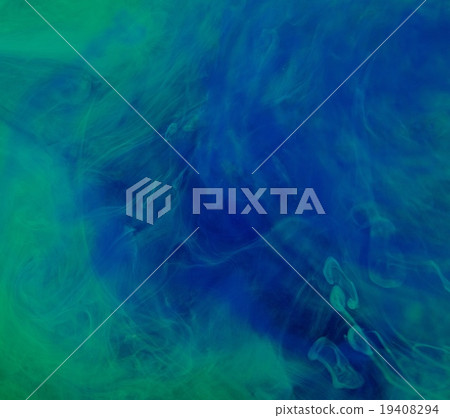 Blue green clouds of ink in liquid Blue green clouds of ink in liquid 19408294