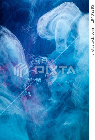 Smoky blue and pink ink in motion on water isolated on black Smoky blue and pink ink in motion on water isolated on black 19408295