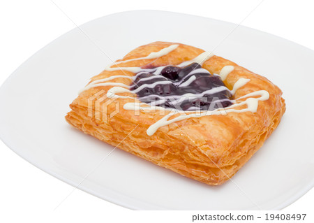 danish pastry with blueberry on white background 19408497