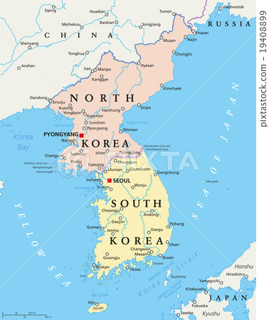 North Korea and South Korea Political Map 19408899