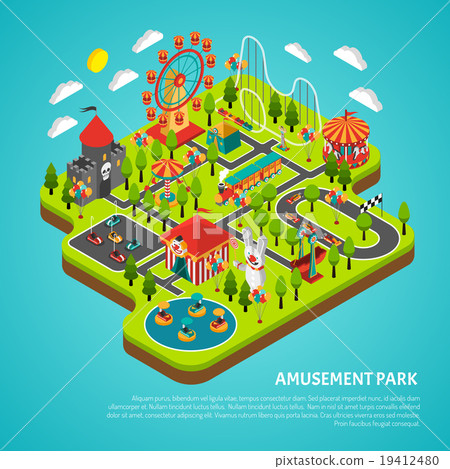 Amusement Park Attractions Fairground Isometric 19412480