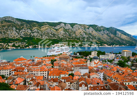 Top view of Old town in Bay of Kotor, Montenegro Top view of Old town in Bay of Kotor, Montenegro 19412598