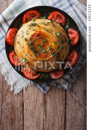 French timbale of pasta with cheese and vegetables 19413155