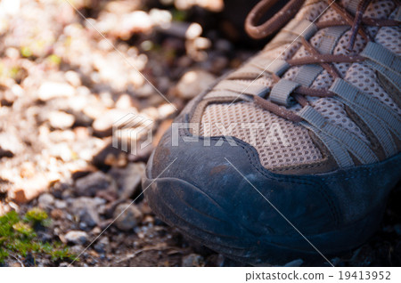 Closeup of a brown beighe trekking Shoe Stepping 19413952