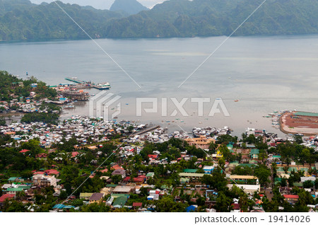Cityscape of small city Coron laying at the ocean Cityscape of small city Coron laying at the ocean 19414026