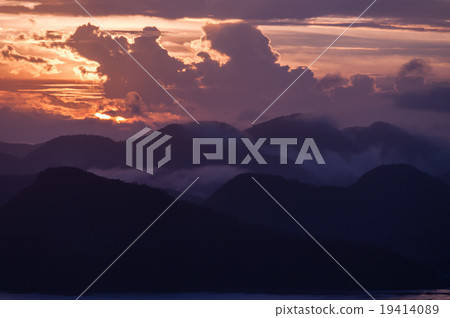 Silhouette of Mountains Above the Water under Silhouette of Mountains Above the Water under 19414089