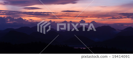 Silhouette of Mountains Above the Water under Silhouette of Mountains Above the Water under 19414091