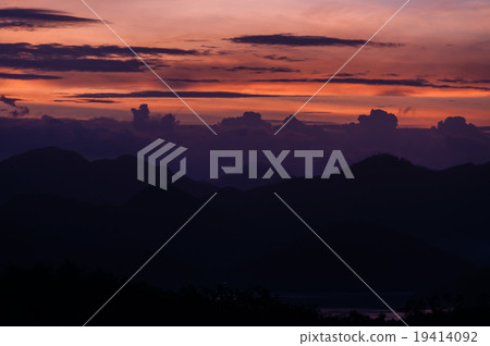 Silhouette of Mountains Above the Water under Silhouette of Mountains Above the Water under 19414092
