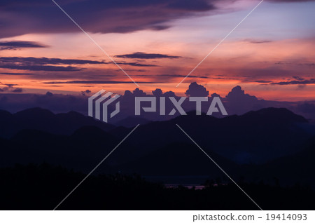 Silhouette of Mountains Above the Water under Silhouette of Mountains Above the Water under 19414093