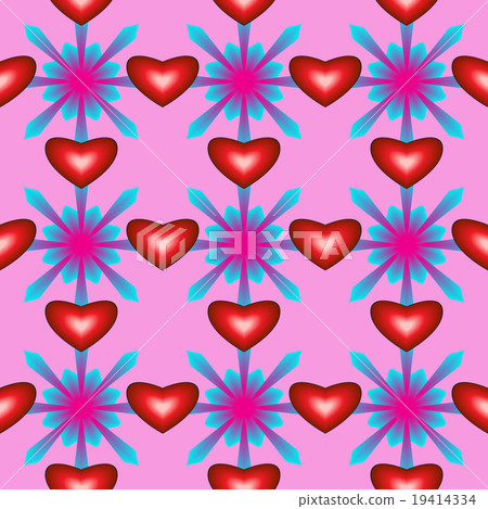 Seamless pattern with hearts and flowers - Stock Illustration [19414334 ...