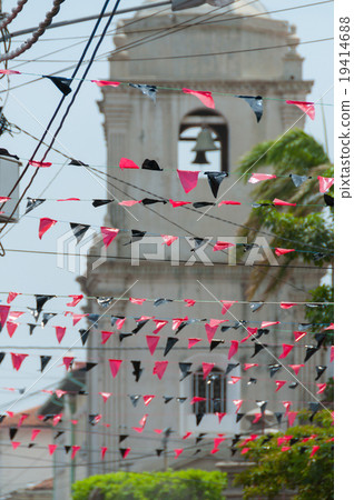 Red and Black Triangled Plastics Hanging on The Red and Black Triangled Plastics Hanging on The 19414688