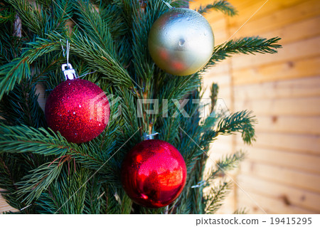 Christmas balls on background of fir Christmas balls on background of fir 19415295