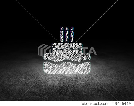 Holiday concept: Cake in grunge dark room 19416449
