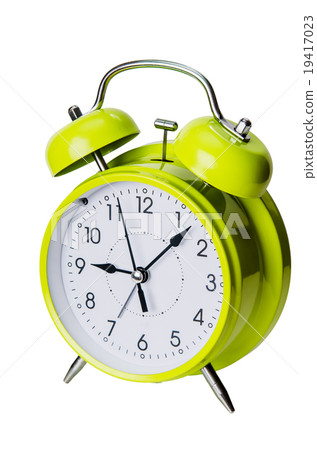 Green color clock isolated on a white background 19417023