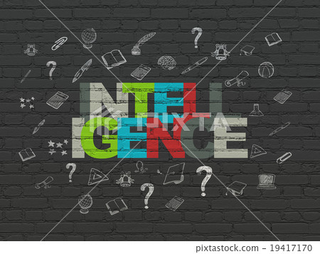 Education concept: Intelligence on wall background Education concept: Intelligence on wall background 19417170